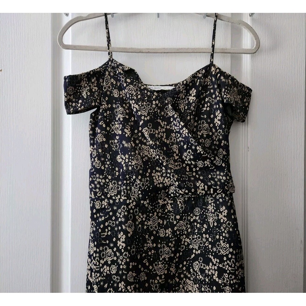 Zara Dress Womens Floral Off The Shoulder Ruffle Hem Western‎ Size S - Picture 2 of 10